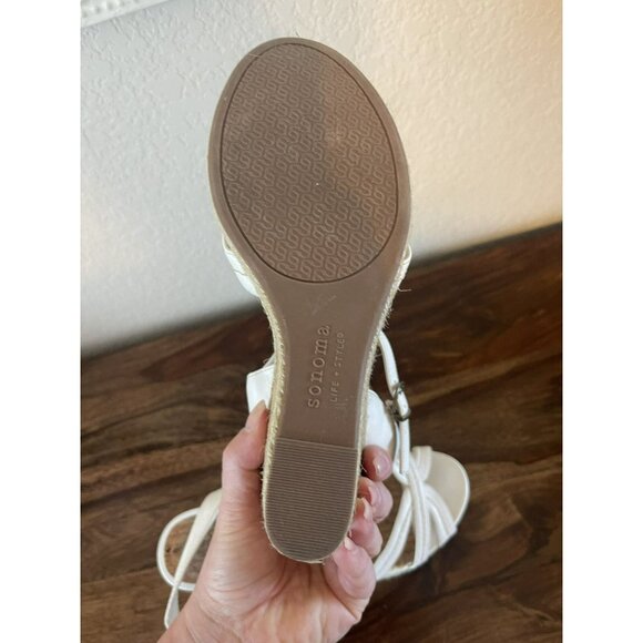 NEW Sonoma white espadrilles sandals shoes platform open toe wedge Women 8 - Picture 3 of 6